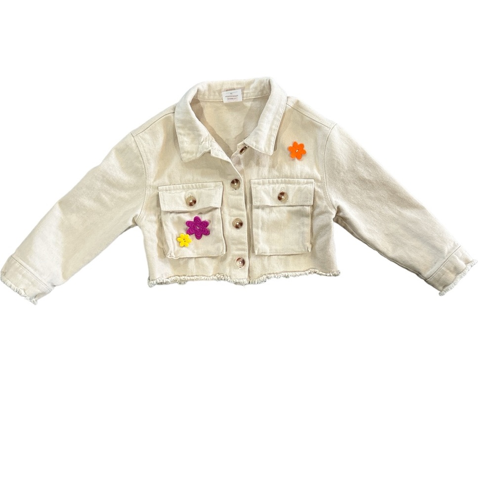 Toddler Jacket/Shacket w Custom Flower Appliqué